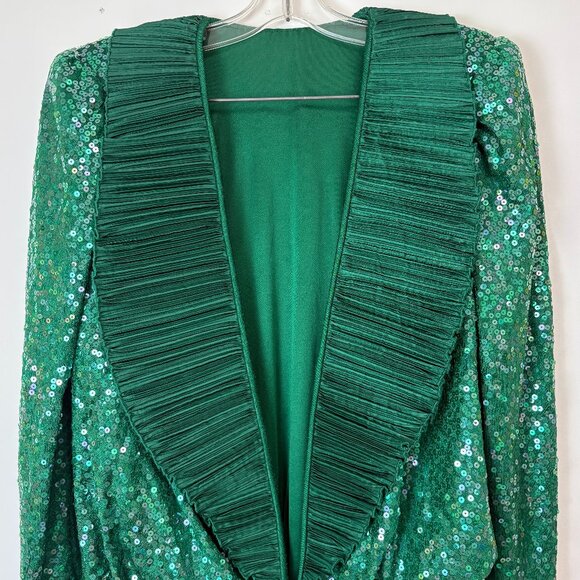 Emerald Green Sleeveless Sequin Dress W/Matching Jacket - Picture 2 of 15